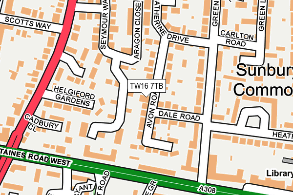 TW16 7TB map - OS OpenMap – Local (Ordnance Survey)