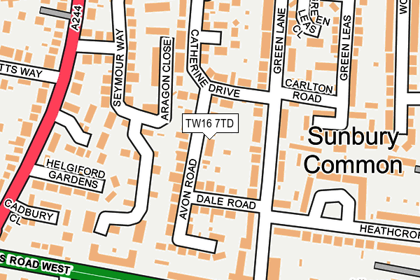TW16 7TD map - OS OpenMap – Local (Ordnance Survey)