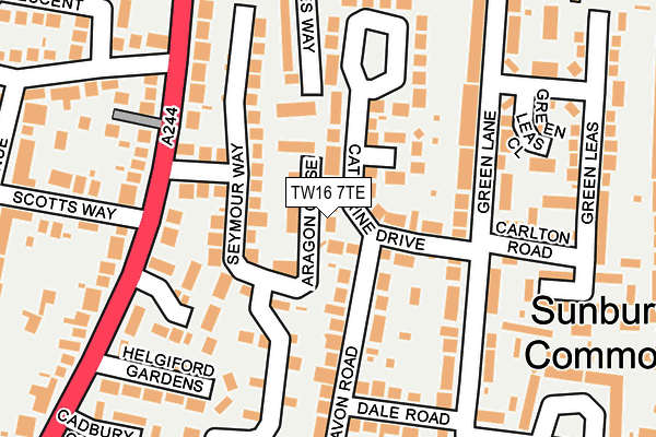 TW16 7TE map - OS OpenMap – Local (Ordnance Survey)