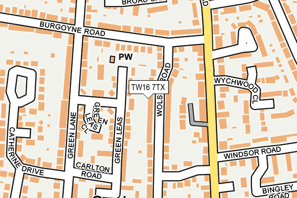 TW16 7TX map - OS OpenMap – Local (Ordnance Survey)