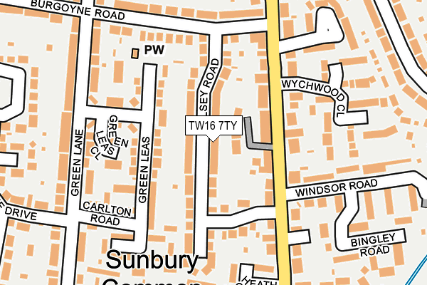 TW16 7TY map - OS OpenMap – Local (Ordnance Survey)