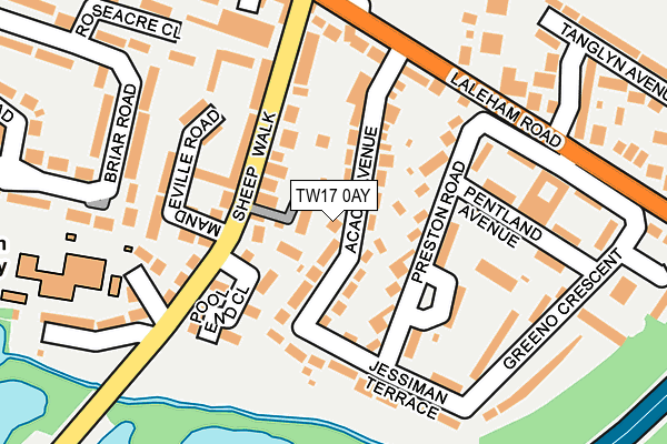 TW17 0AY map - OS OpenMap – Local (Ordnance Survey)
