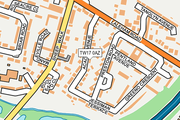 TW17 0AZ map - OS OpenMap – Local (Ordnance Survey)