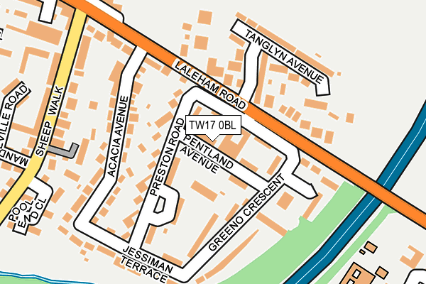 TW17 0BL map - OS OpenMap – Local (Ordnance Survey)