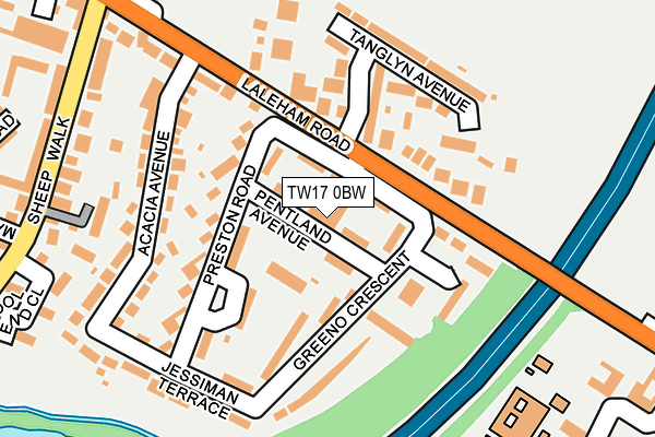 TW17 0BW map - OS OpenMap – Local (Ordnance Survey)