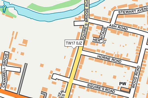 TW17 0JZ map - OS OpenMap – Local (Ordnance Survey)