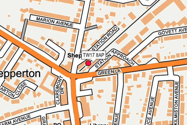 TW17 8AP map - OS OpenMap – Local (Ordnance Survey)