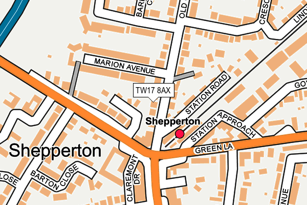 TW17 8AX map - OS OpenMap – Local (Ordnance Survey)