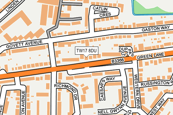 TW17 8DU map - OS OpenMap – Local (Ordnance Survey)