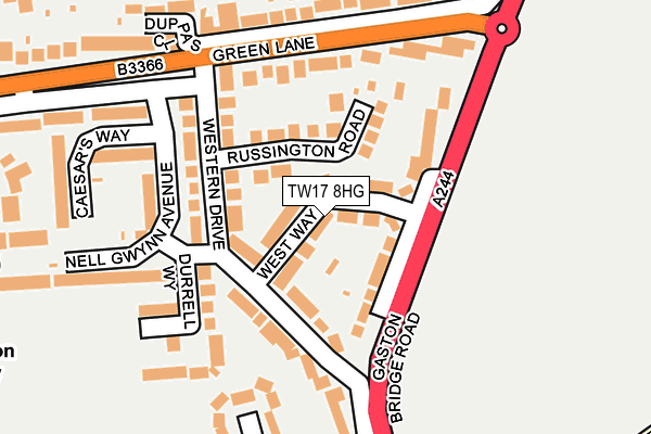 TW17 8HG map - OS OpenMap – Local (Ordnance Survey)