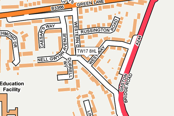 TW17 8HL map - OS OpenMap – Local (Ordnance Survey)