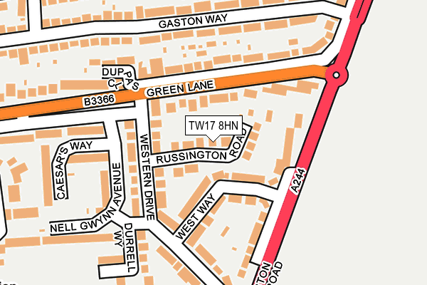 TW17 8HN map - OS OpenMap – Local (Ordnance Survey)