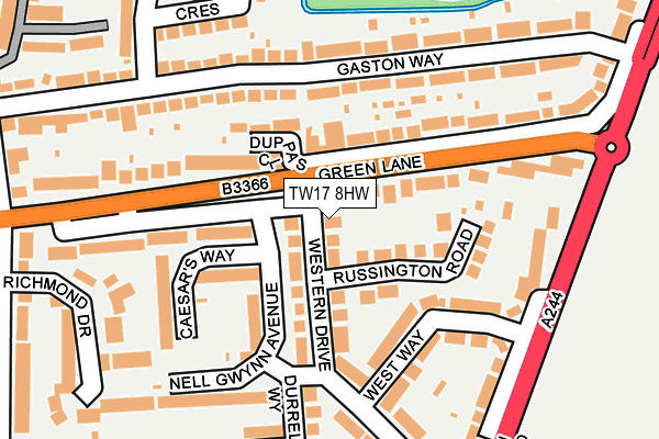 TW17 8HW map - OS OpenMap – Local (Ordnance Survey)