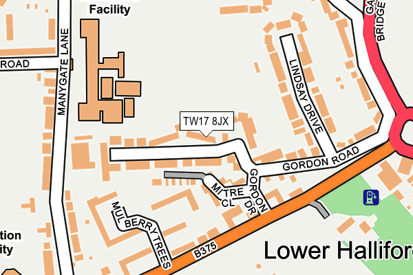 TW17 8JX map - OS OpenMap – Local (Ordnance Survey)