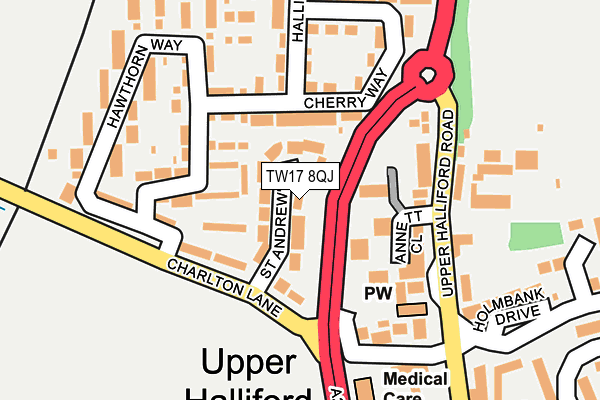 TW17 8QJ map - OS OpenMap – Local (Ordnance Survey)