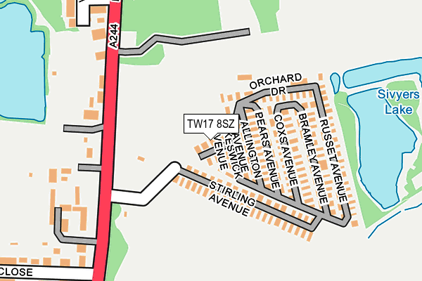 TW17 8SZ map - OS OpenMap – Local (Ordnance Survey)