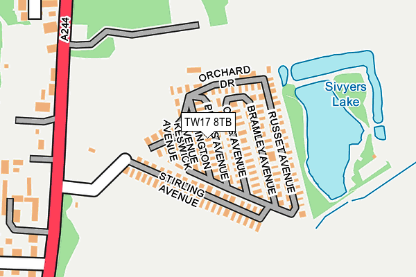 TW17 8TB map - OS OpenMap – Local (Ordnance Survey)