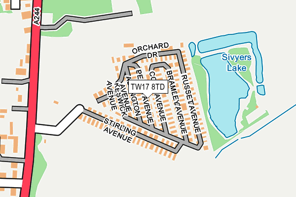 TW17 8TD map - OS OpenMap – Local (Ordnance Survey)