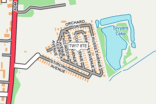 TW17 8TE map - OS OpenMap – Local (Ordnance Survey)