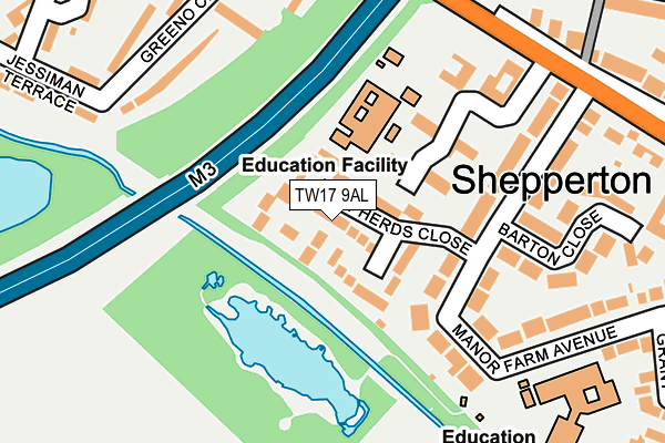 TW17 9AL map - OS OpenMap – Local (Ordnance Survey)