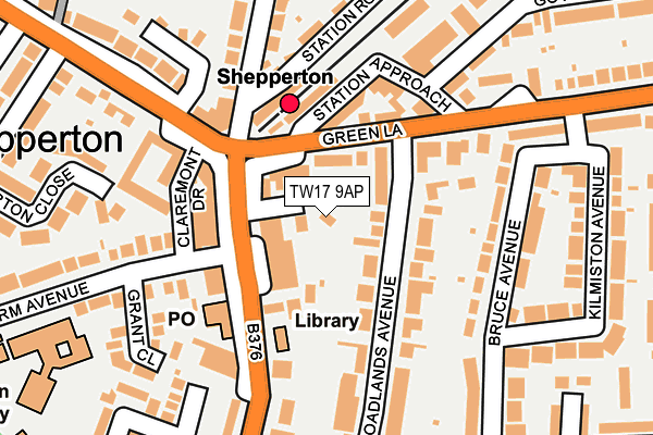 TW17 9AP map - OS OpenMap – Local (Ordnance Survey)