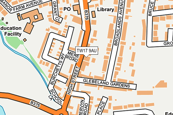 TW17 9AU map - OS OpenMap – Local (Ordnance Survey)