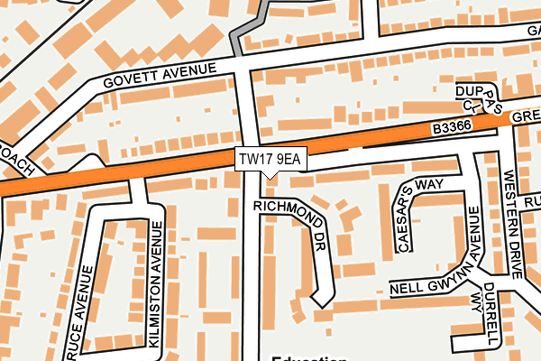 TW17 9EA map - OS OpenMap – Local (Ordnance Survey)