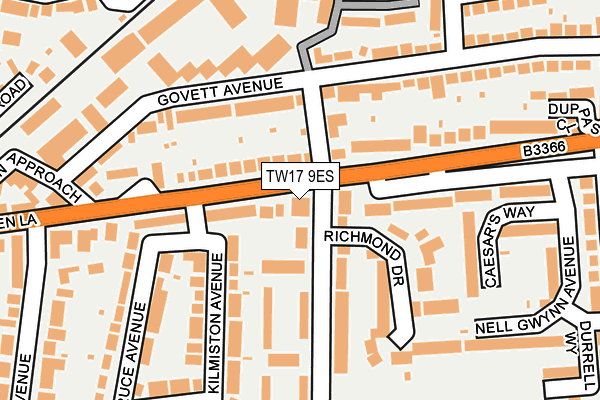 TW17 9ES map - OS OpenMap – Local (Ordnance Survey)