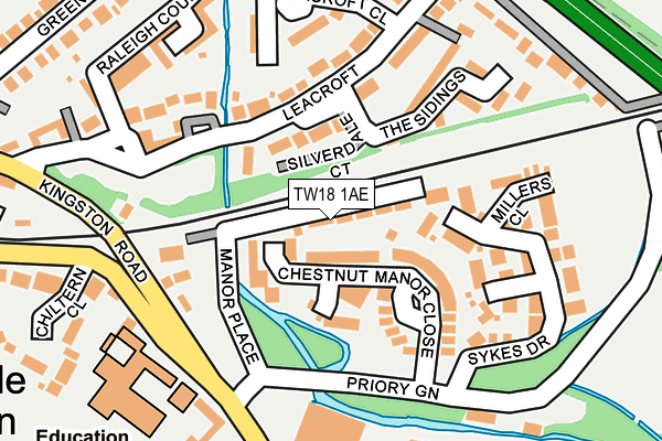 TW18 1AE map - OS OpenMap – Local (Ordnance Survey)