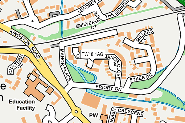 TW18 1AG map - OS OpenMap – Local (Ordnance Survey)