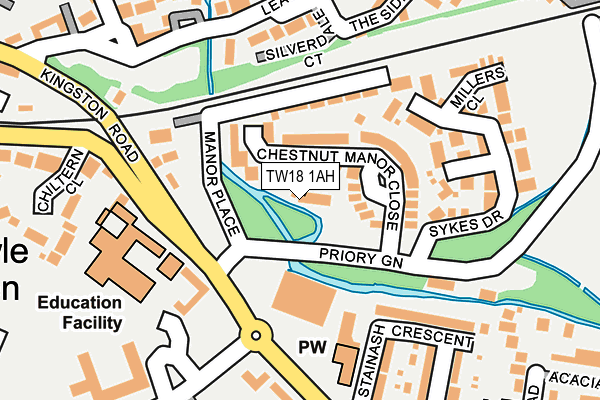 TW18 1AH map - OS OpenMap – Local (Ordnance Survey)