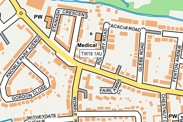 TW18 1AU map - OS OpenMap – Local (Ordnance Survey)