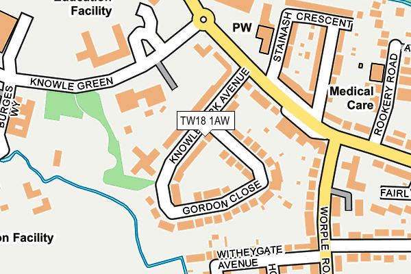 TW18 1AW map - OS OpenMap – Local (Ordnance Survey)