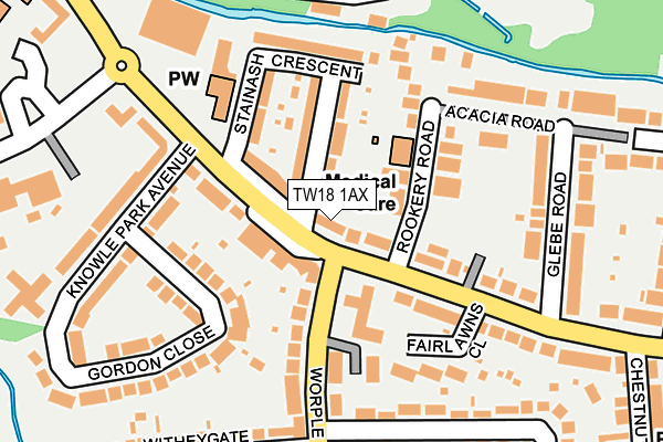 TW18 1AX map - OS OpenMap – Local (Ordnance Survey)