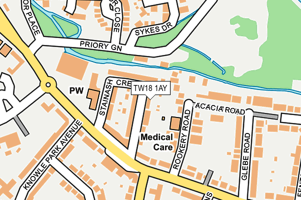 TW18 1AY map - OS OpenMap – Local (Ordnance Survey)