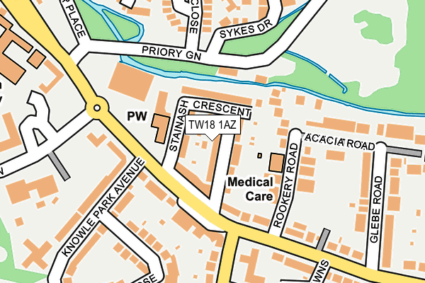 TW18 1AZ map - OS OpenMap – Local (Ordnance Survey)