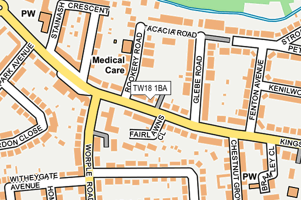 TW18 1BA map - OS OpenMap – Local (Ordnance Survey)