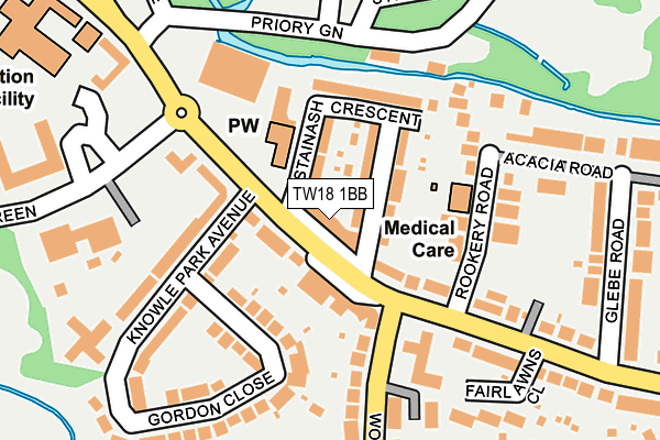 TW18 1BB map - OS OpenMap – Local (Ordnance Survey)