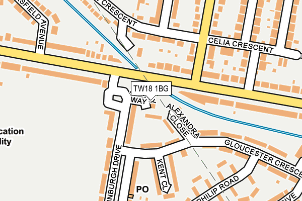 TW18 1BG map - OS OpenMap – Local (Ordnance Survey)