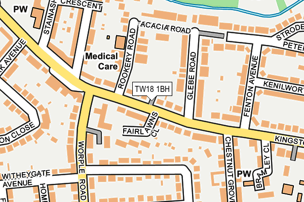 TW18 1BH map - OS OpenMap – Local (Ordnance Survey)