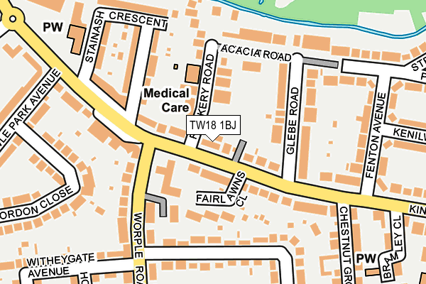 TW18 1BJ map - OS OpenMap – Local (Ordnance Survey)