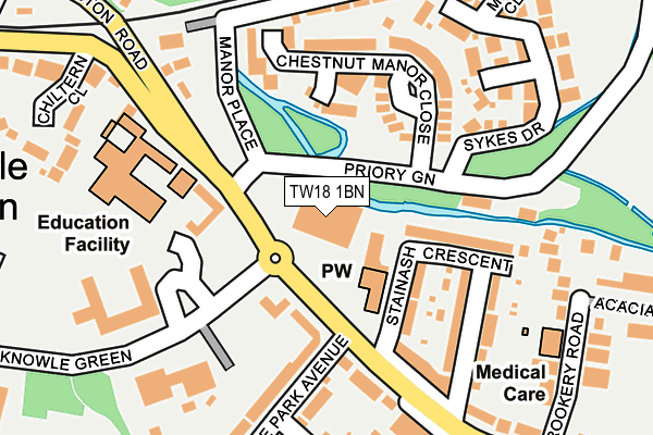 TW18 1BN map - OS OpenMap – Local (Ordnance Survey)