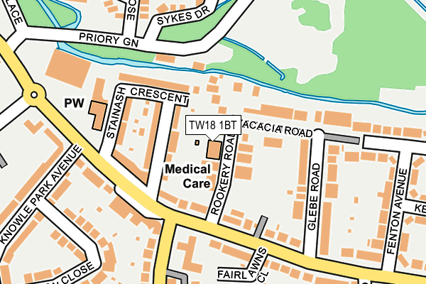 TW18 1BT map - OS OpenMap – Local (Ordnance Survey)