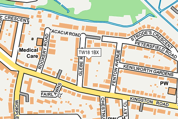 TW18 1BX map - OS OpenMap – Local (Ordnance Survey)