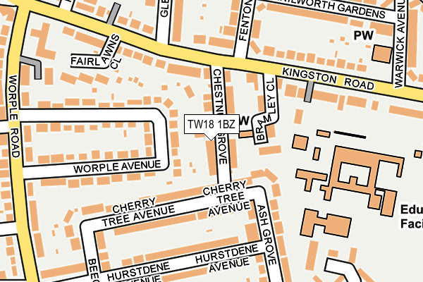 TW18 1BZ map - OS OpenMap – Local (Ordnance Survey)