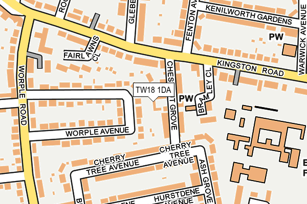 TW18 1DA map - OS OpenMap – Local (Ordnance Survey)