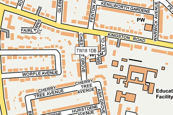 TW18 1DB map - OS OpenMap – Local (Ordnance Survey)