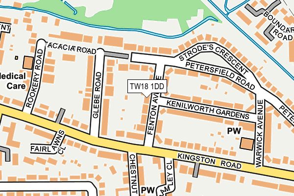 TW18 1DD map - OS OpenMap – Local (Ordnance Survey)