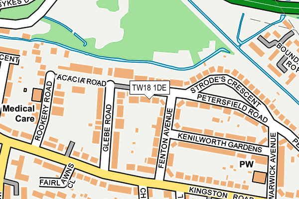 TW18 1DE map - OS OpenMap – Local (Ordnance Survey)
