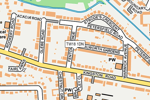 TW18 1DN map - OS OpenMap – Local (Ordnance Survey)